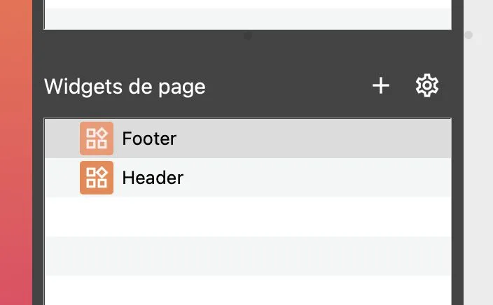 create header and footer widget