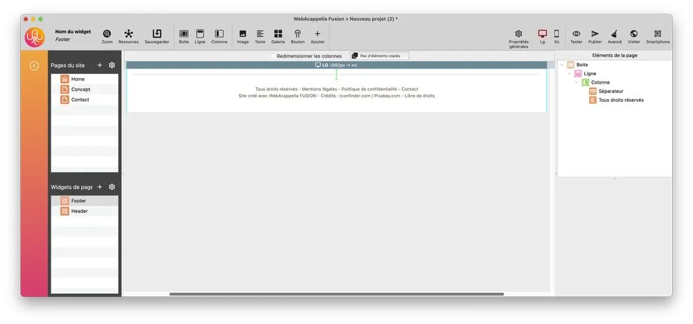 footer set copyright