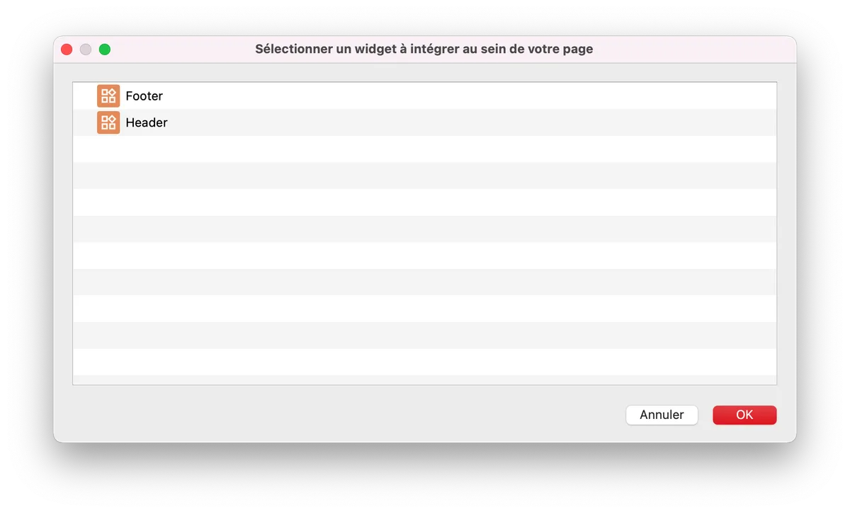 dialog list widget